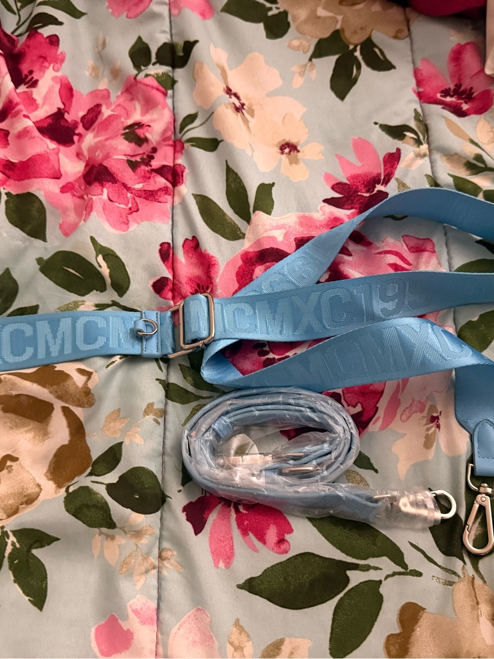 Light Blue Adjustable Crossbody Strap with Metal Clips